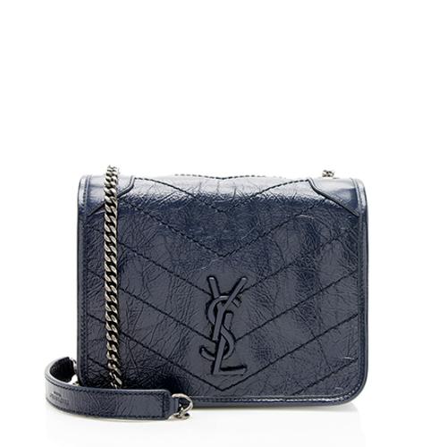 Saint Laurent Crinkled Calfskin Monogram Niki Chain Wallet