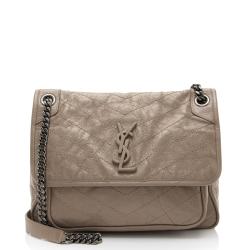 Saint Laurent Crinkled Calfskin Monogram Niki Medium Shoulder Bag