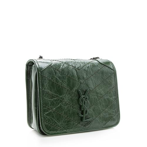 Saint Laurent Crinkled Calfskin Monogram Niki Chain Wallet