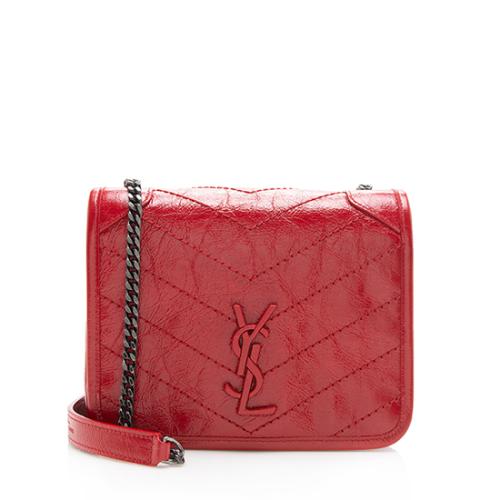 Saint Laurent Crinkled Calfskin Monogram Niki Chain Wallet