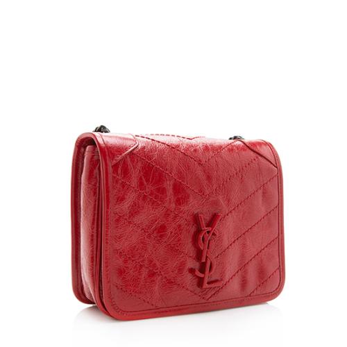 Saint Laurent Crinkled Calfskin Monogram Niki Chain Wallet