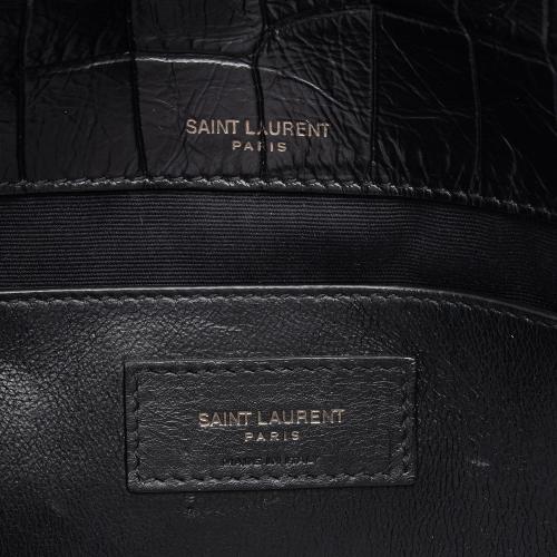 Saint Laurent Croc Embossed Leather Monogram Niki Baby Shoulder Bag