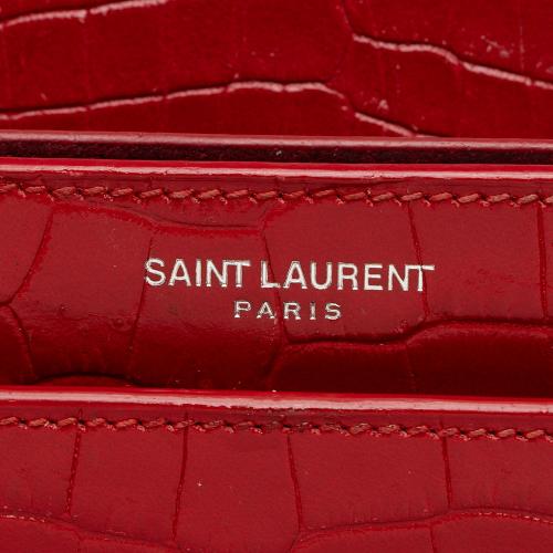 Saint Laurent Croc Embossed Leather Monogram Sunset Medium Shoulder Bag