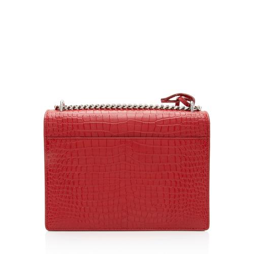 Saint Laurent Croc Embossed Leather Monogram Sunset Medium Shoulder Bag