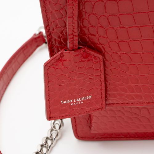 Saint Laurent Croc Embossed Leather Monogram Sunset Medium Shoulder Bag