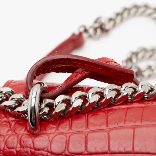 Saint Laurent Croc Embossed Leather Monogram Sunset Medium Shoulder Bag