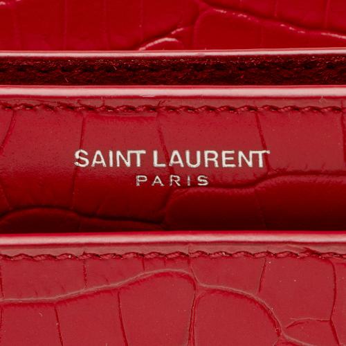 Saint Laurent Croc Embossed Leather Monogram Sunset Medium Shoulder Bag