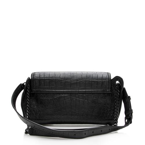 Saint Laurent Croc Embossed Leather Monogram Niki Waist Bag