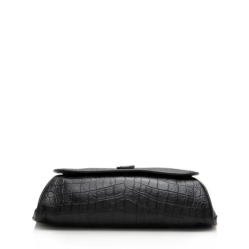 Saint Laurent Croc Embossed Leather Monogram Niki Waist Bag