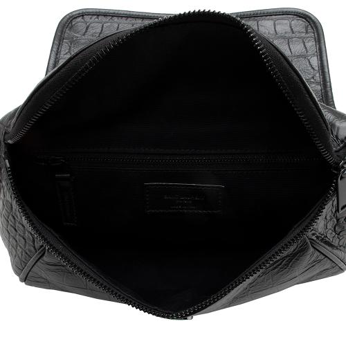 Saint Laurent Croc Embossed Leather Monogram Niki Waist Bag