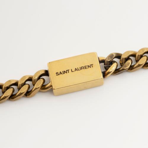 Saint Laurent Croc Embossed Nubuck Monogram Kate Small Shoulder Bag