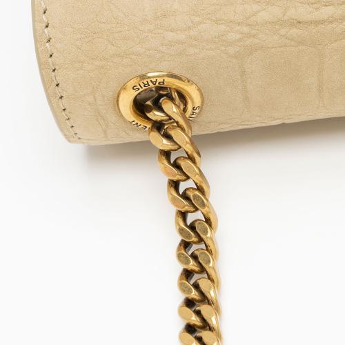 Saint Laurent Croc Embossed Nubuck Monogram Kate Small Shoulder Bag