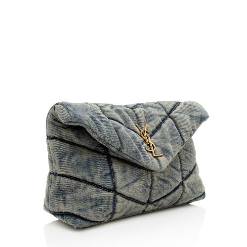 Saint Laurent Denim Monogram Puffer LouLou Shoulder Bag