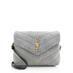 Saint Laurent Denim Monogram Puffer LouLou Toy Shoulder Bag