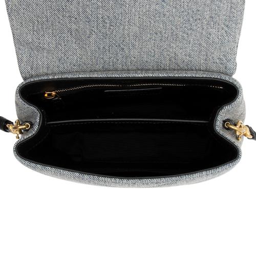 Saint Laurent Denim Monogram Puffer LouLou Toy Shoulder Bag