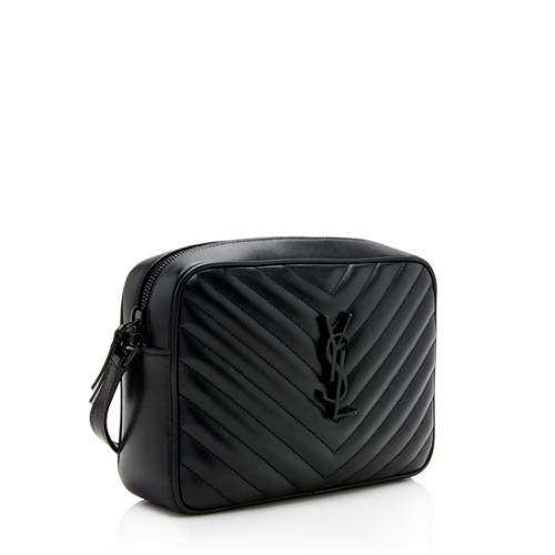 Saint Laurent Matelasse Calfskin Matte Black Monogram Lou Camera Bag