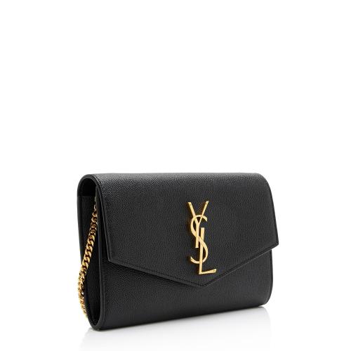 Saint Laurent Grain De Poudre Monogram Uptown Chain Wallet