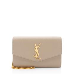 Saint Laurent Grain De Poudre Monogram Uptown Chain Wallet