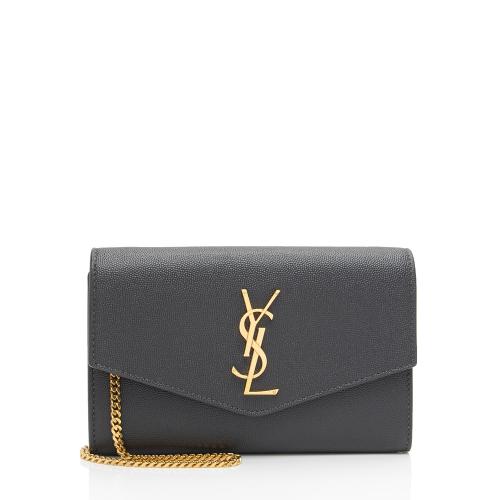 Saint Laurent Grain De Poudre Monogram Uptown Chain Wallet