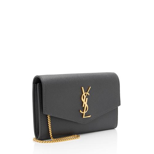 Saint Laurent Grain De Poudre Monogram Uptown Chain Wallet