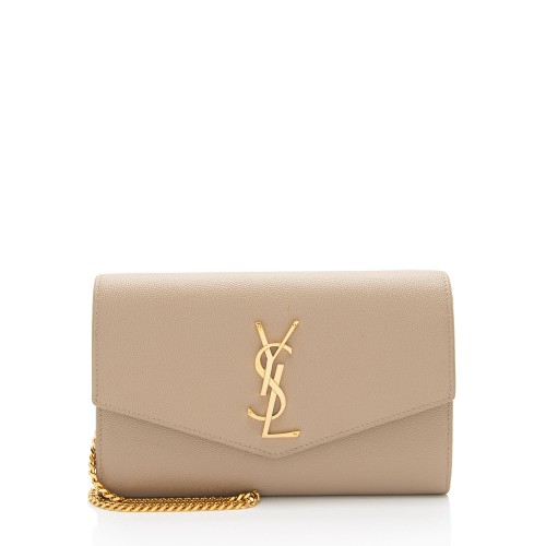 Saint Laurent Grain De Poudre Monogram Uptown Chain Wallet