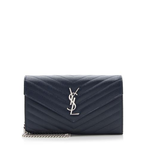 Saint Laurent Matelasse Grain de Poudre Monogram Chain Wallet