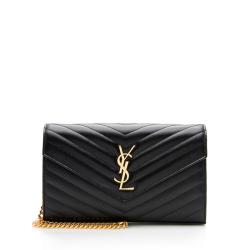 Saint Laurent Matelasse Grain de Poudre Monogram Chain Wallet