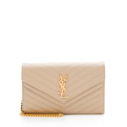 Saint Laurent Matelasse Grain de Poudre Monogram Chain Wallet