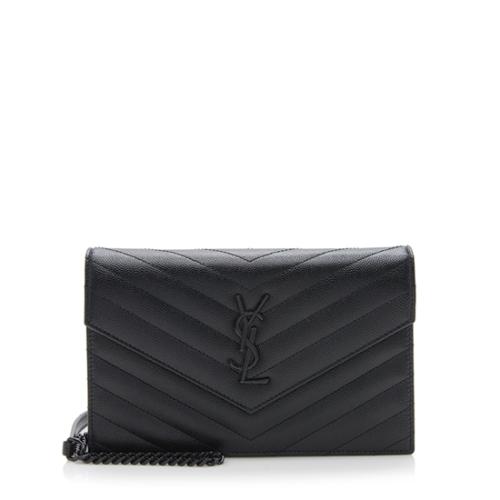 Saint Laurent Matelasse Grain de Poudre Monogram Envelope Chain Wallet