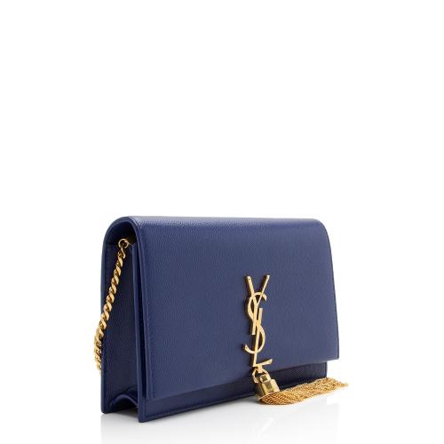 Saint Laurent Grain de Poudre Monogram Kate Tassel Chain Wallet