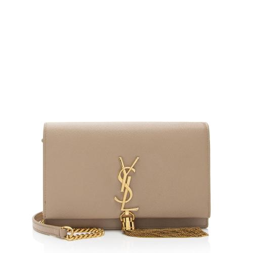 Saint Laurent Grain de Poudre Monogram Kate Tassel Chain Wallet