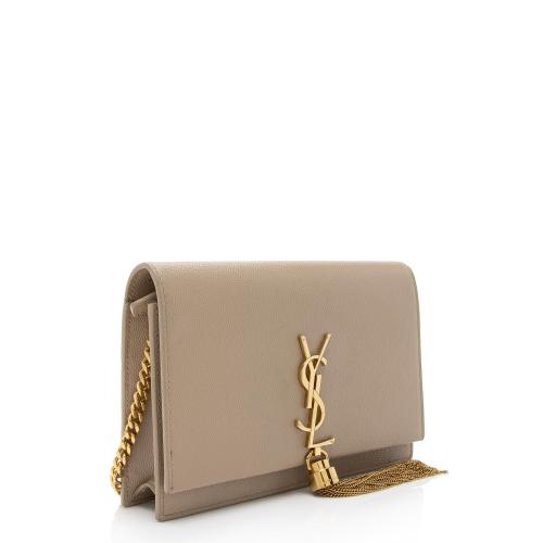 Saint Laurent Grain de Poudre Monogram Kate Tassel Chain Wallet