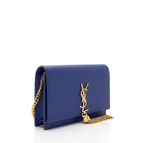 Saint Laurent Grain de Poudre Monogram Kate Tassel Chain Wallet