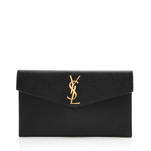 Saint Laurent Grain de Poudre Monogram Uptown Clutch