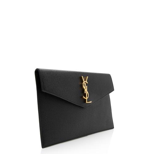 Saint Laurent Grain de Poudre Monogram Uptown Clutch