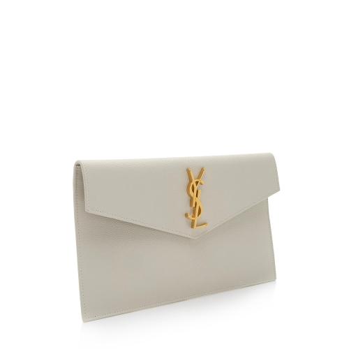 Saint Laurent Grain de Poudre Monogram Uptown Envelope Clutch