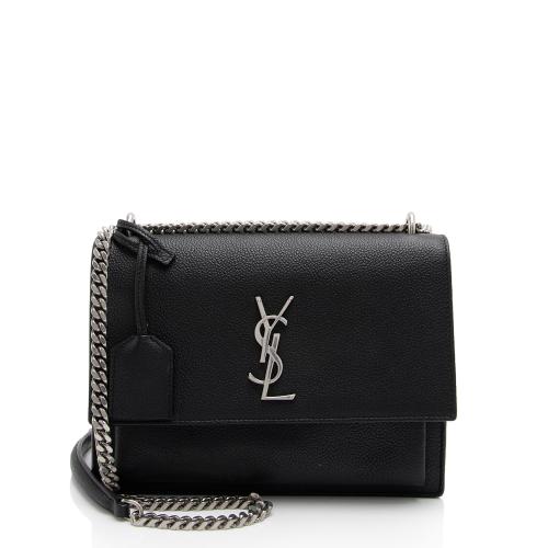 Saint Laurent Grained Calfskin Monogram Sunset Medium Shoulder Bag