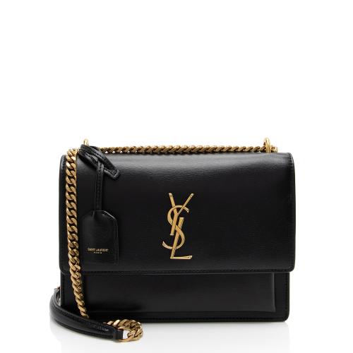 Saint Laurent Grained Calfskin Monogram Sunset Medium Shoulder Bag