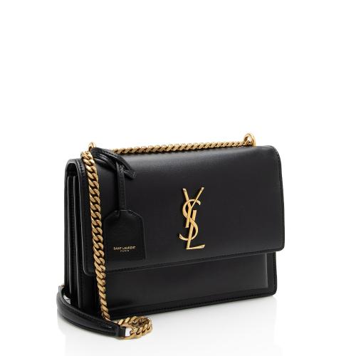 Saint Laurent Grained Calfskin Monogram Sunset Medium Shoulder Bag