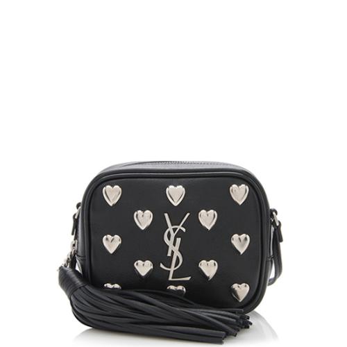 Saint Laurent Heart Studded Leather Monogram Blogger Bag