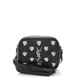 Saint Laurent Heart Studded Leather Monogram Blogger Bag