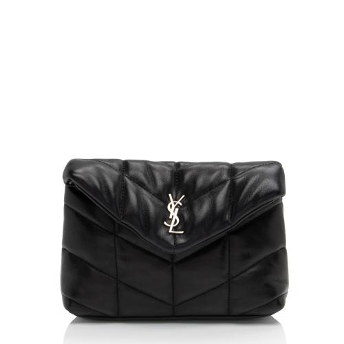 Saint Laurent Lambskin Monogram Puffer LouLou Small Clutch