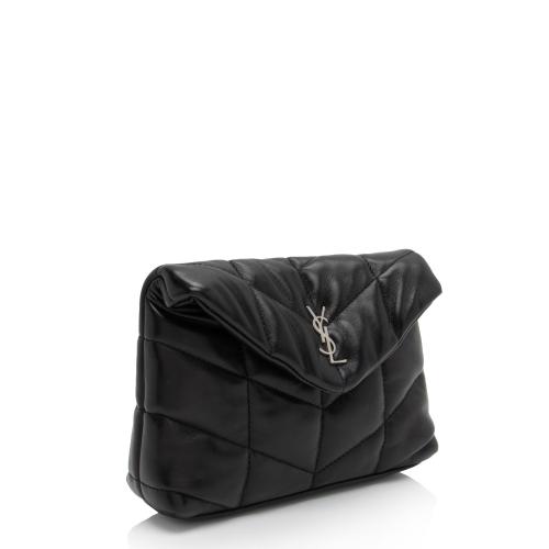 Saint Laurent Lambskin Monogram Puffer LouLou Small Clutch