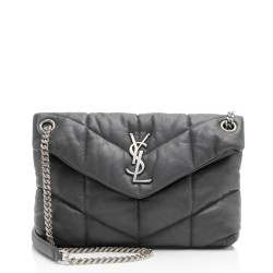 Saint Laurent Lambskin Monogram Puffer LouLou Small Shoulder Bag