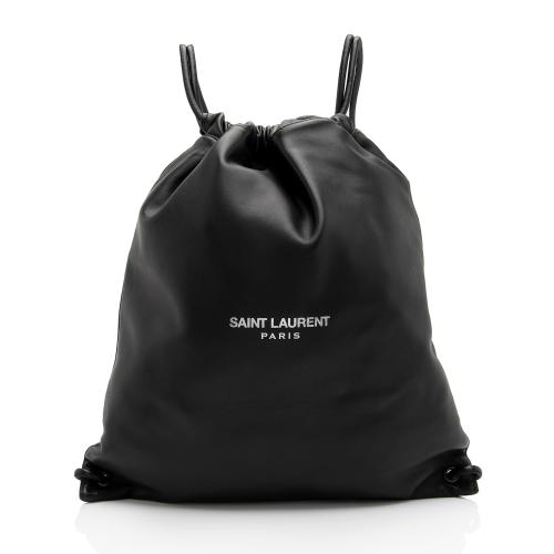 Saint Laurent Lambskin Teddy Drawstring Backpack