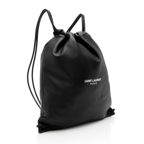 Saint Laurent Lambskin Teddy Drawstring Backpack