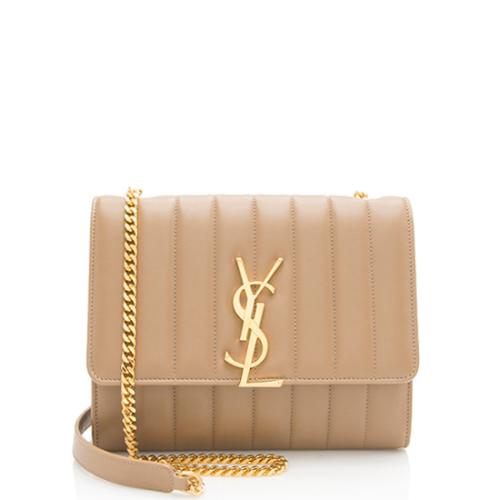 Saint Laurent Matelasse Calfskin Monogram Vicky Chain Wallet