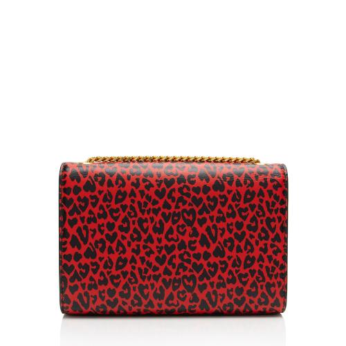 Saint Laurent Leopard Heart Print Leather Monogram Kate Small Shoulder Bag