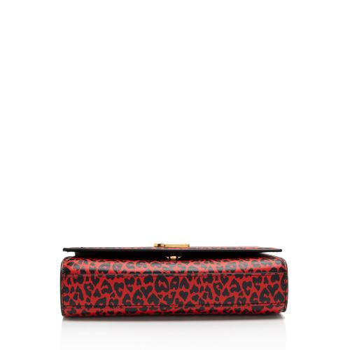 Saint Laurent Leopard Heart Print Leather Monogram Kate Small Shoulder Bag