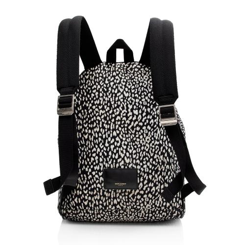 Saint Laurent Leopard Print Canvas City Backpack